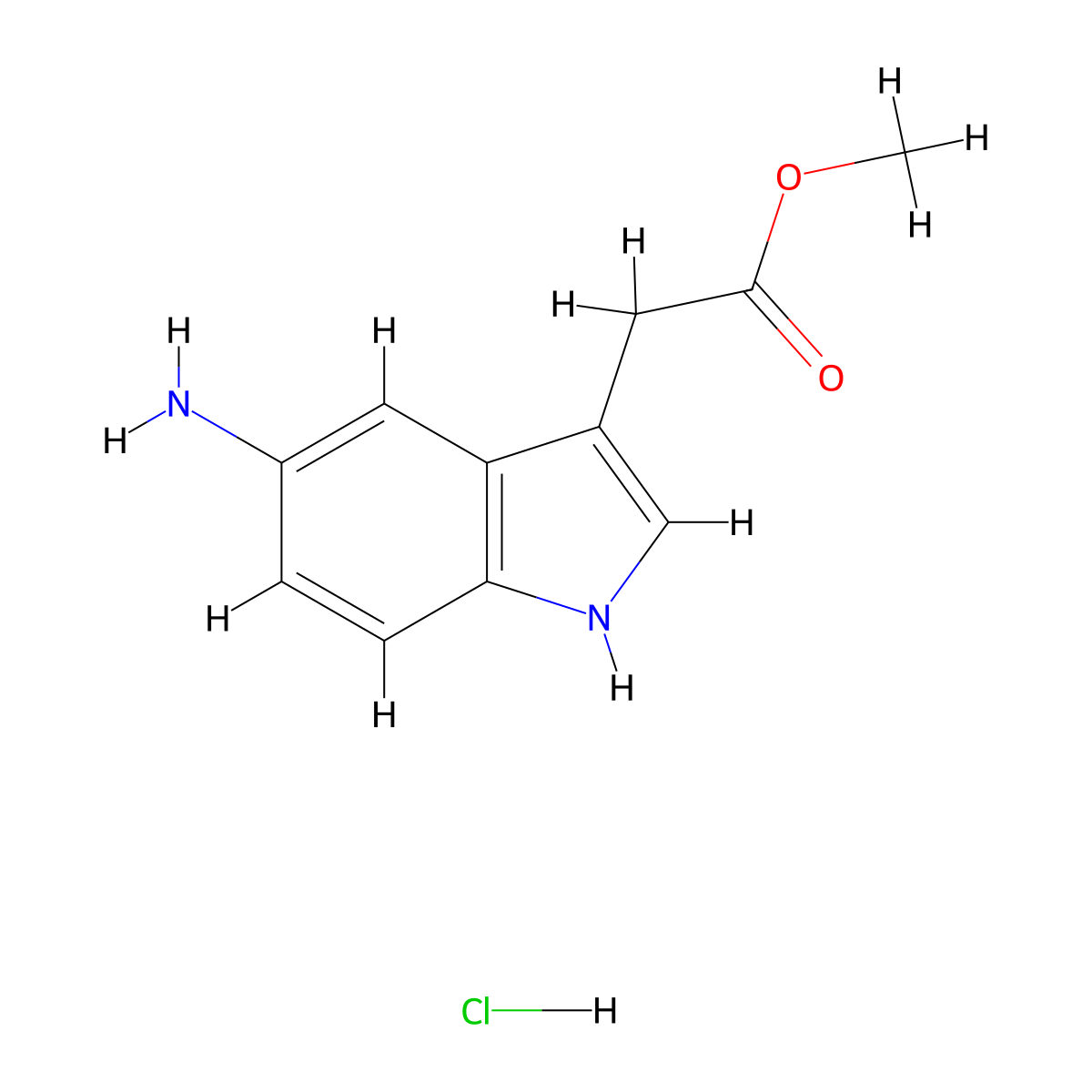 methyl 2-(5-amino-1H-indol-3-yl)acetate hydrochloride molecular structure, CAS 2580181-91-3