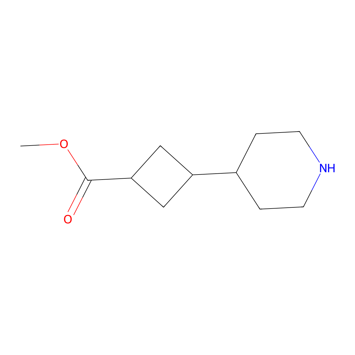 Methyl 3-(piperidin-4-yl)cyclobutane-1-carboxylate molecular structure, CAS 2580182-06-3