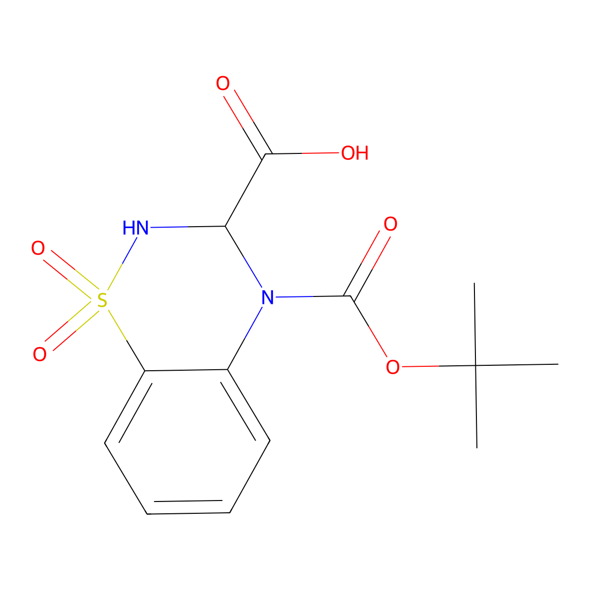 4-[(tert-butoxy)carbonyl]-1,1-dioxo-3,4-dihydro-2H-1lambda6,2,4-benzothiadiazine-3-carboxylic acid molecular structure, CAS 2580182-12-1