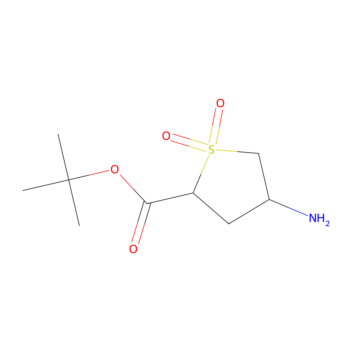 Tert-butyl 4-amino-1,1-dioxo-1lambda6-thiolane-2-carboxylate molecular structure, CAS 2580182-14-3
