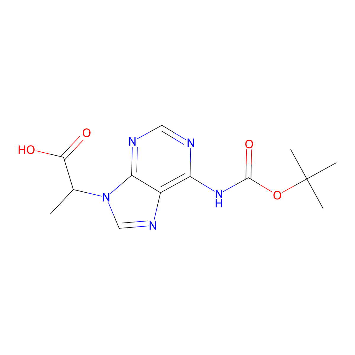 2-(6-{[(tert-butoxy)carbonyl]amino}-9H-purin-9-yl)propanoic acid molecular structure, CAS 2580182-24-5