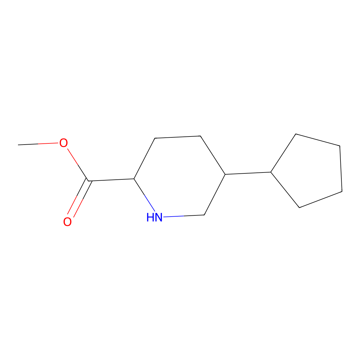 Methyl 5-cyclopentylpiperidine-2-carboxylate molecular structure, CAS 2580182-39-2