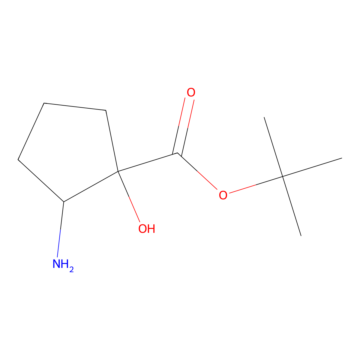 Tert-butyl 2-amino-1-hydroxycyclopentane-1-carboxylate molecular structure, CAS 2580182-41-6