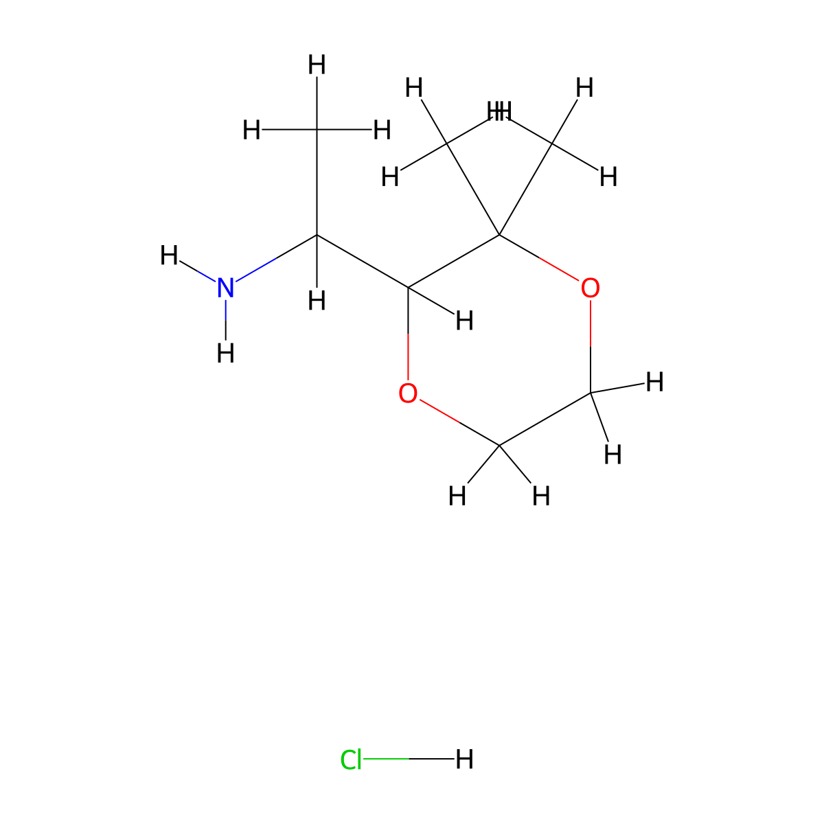 1-(3,3-Dimethyl-1,4-dioxan-2-yl)ethanamine;hydrochloride molecular structure, CAS 2580182-46-1