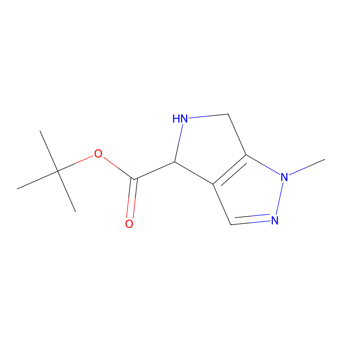 tert-butyl 1-methyl-1H,4H,5H,6H-pyrrolo[3,4-c]pyrazole-4-carboxylate molecular structure, CAS 2580182-56-3