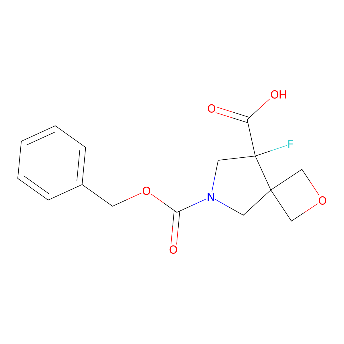 6-[(Benzyloxy)carbonyl]-8-fluoro-2-oxa-6-azaspiro[3.4]octane-8-carboxylic acid molecular structure, CAS 2580182-64-3