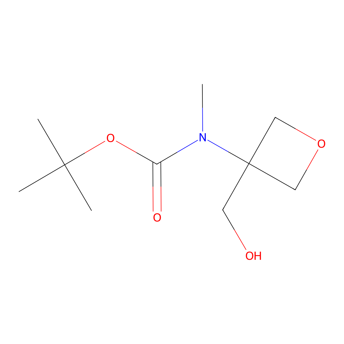 tert-Butyl (3-(hydroxymethyl)oxetan-3-yl)(methyl)carbamate molecular structure, CAS 2580182-66-5