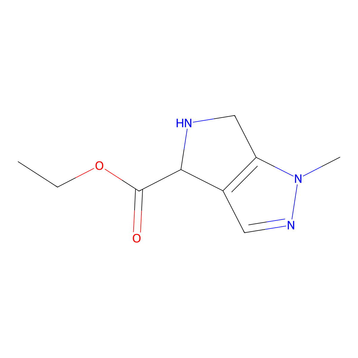 ethyl 1-methyl-1H,4H,5H,6H-pyrrolo[3,4-c]pyrazole-4-carboxylate molecular structure, CAS 2580182-72-3
