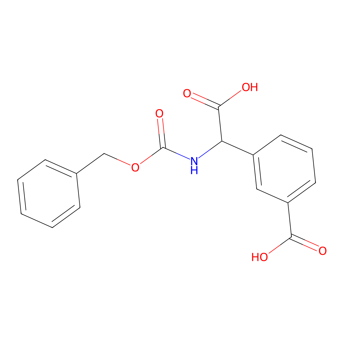 3-({[(Benzyloxy)carbonyl]amino}(carboxy)methyl)benzoic acid molecular structure, CAS 2580182-73-4