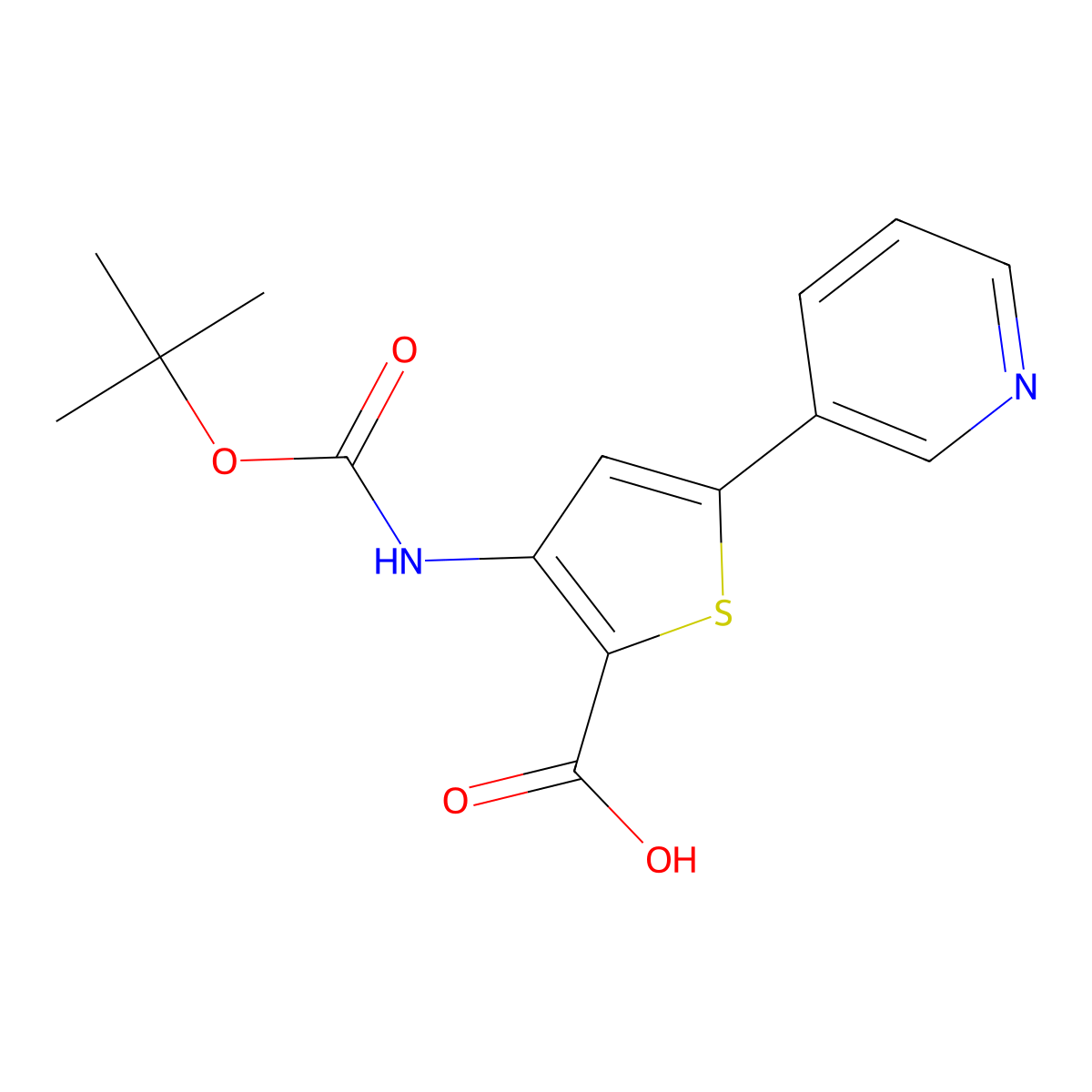 3-{[(Tert-butoxy)carbonyl]amino}-5-(pyridin-3-yl)thiophene-2-carboxylic acid molecular structure, CAS 2580182-89-2
