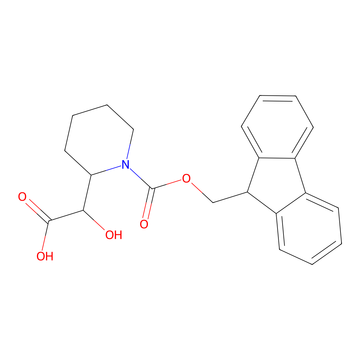2-(1-{[(9H-fluoren-9-yl)methoxy]carbonyl}piperidin-2-yl)-2-hydroxyacetic acid molecular structure, CAS 2580182-91-6