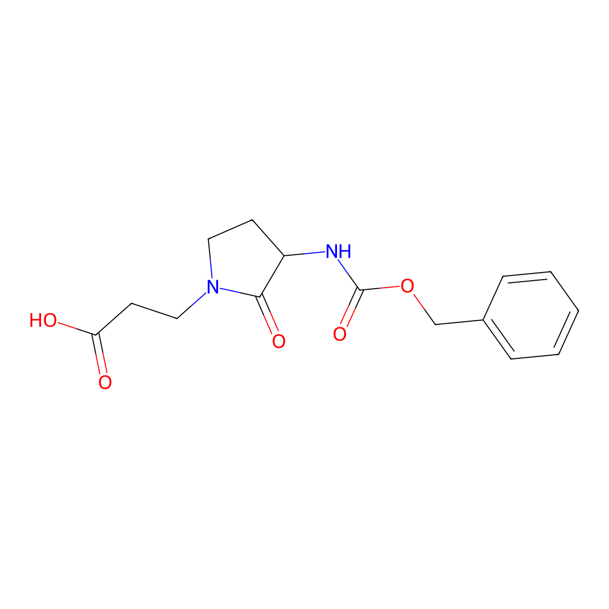 3-(3-{[(Benzyloxy)carbonyl]amino}-2-oxopyrrolidin-1-yl)propanoic acid molecular structure, CAS 2580182-95-0