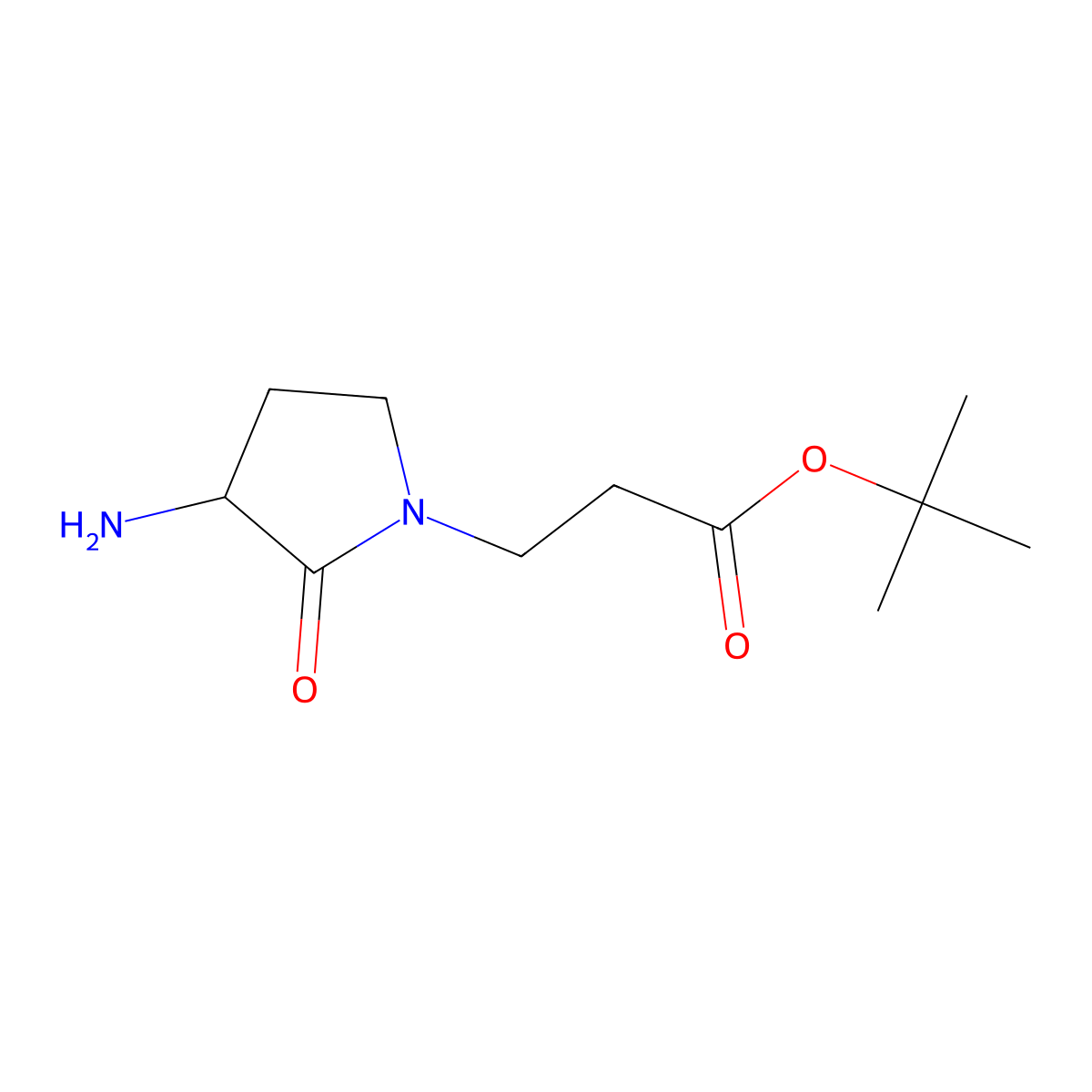 Tert-butyl 3-(3-amino-2-oxopyrrolidin-1-yl)propanoate molecular structure, CAS 2580182-98-3