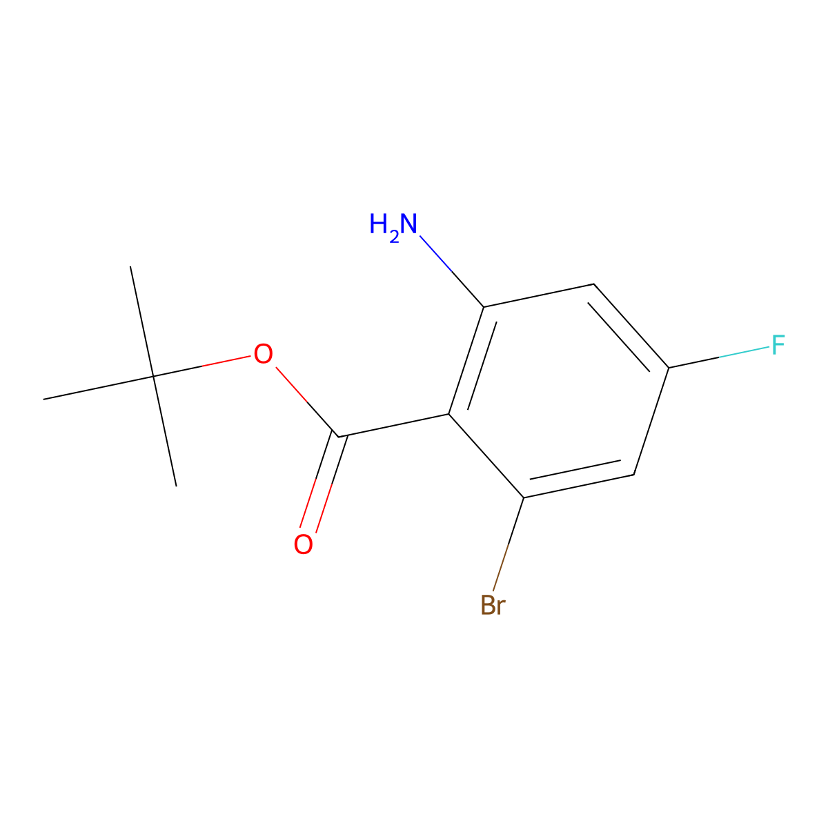 Tert-butyl 2-amino-6-bromo-4-fluorobenzoate molecular structure, CAS 2580183-06-6