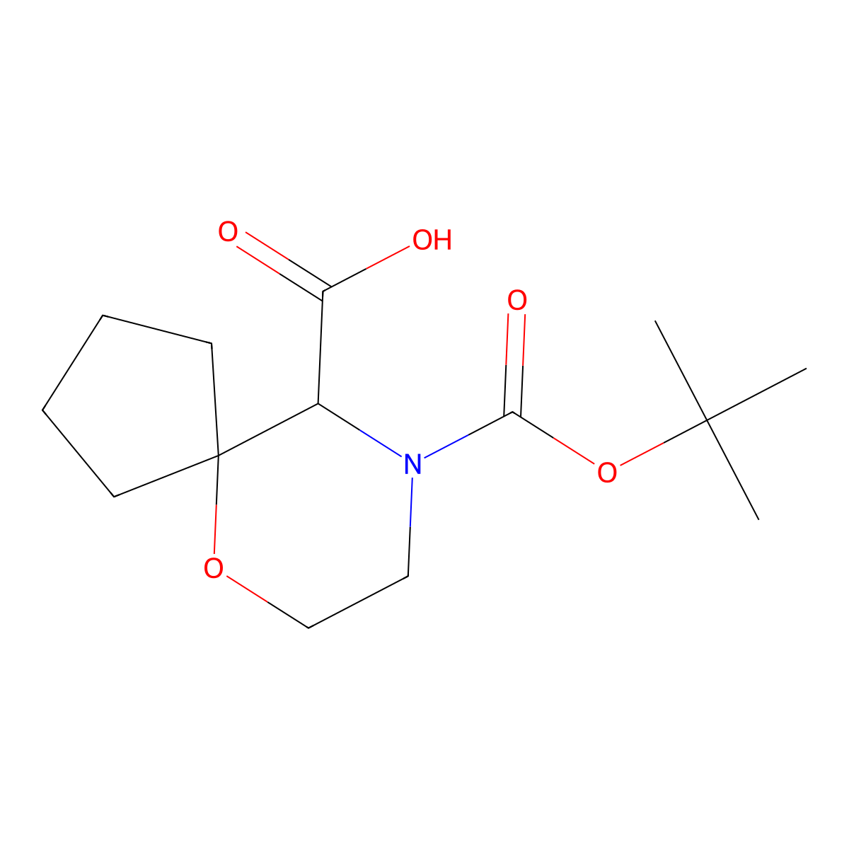 9-[(Tert-butoxy)carbonyl]-6-oxa-9-azaspiro[4.5]decane-10-carboxylic acid molecular structure, CAS 2580183-07-7