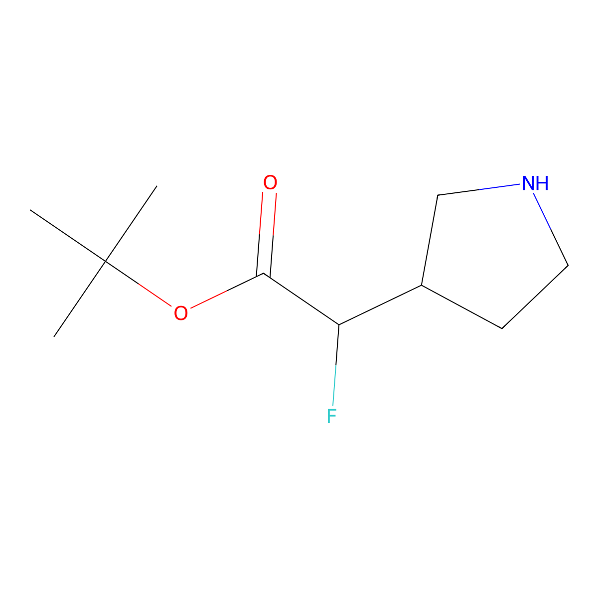 Tert-butyl 2-fluoro-2-(pyrrolidin-3-yl)acetate molecular structure, CAS 2580183-10-2