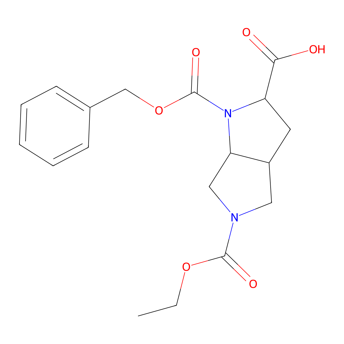 1-[(Benzyloxy)carbonyl]-5-(ethoxycarbonyl)-octahydropyrrolo[3,4-b]pyrrole-2-carboxylic acid molecular structure, CAS 2580183-12-4