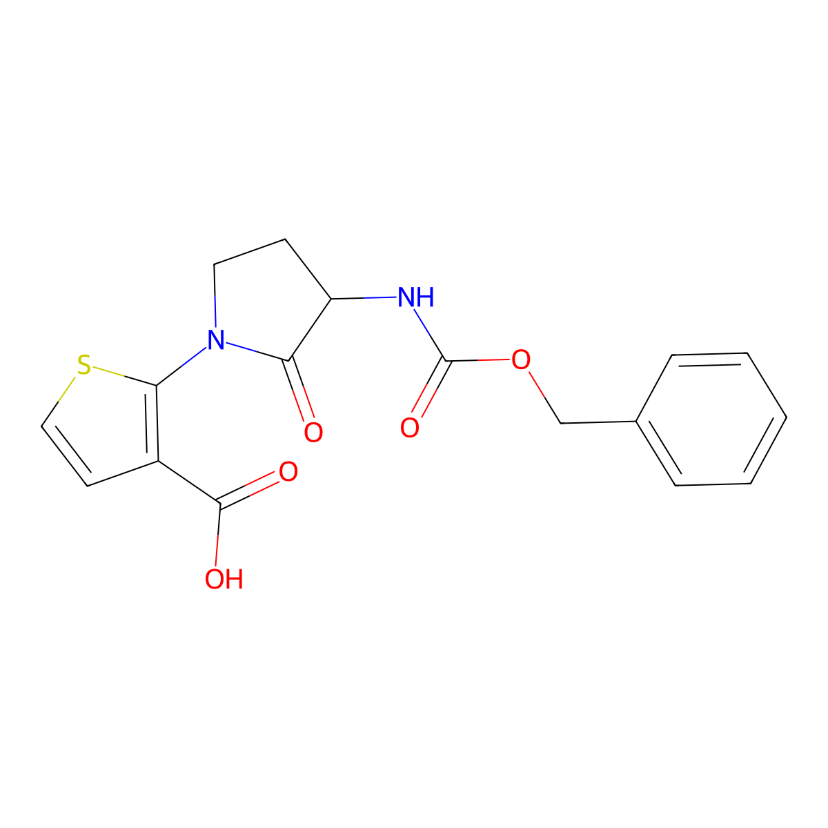 2-(3-{[(Benzyloxy)carbonyl]amino}-2-oxopyrrolidin-1-yl)thiophene-3-carboxylic acid molecular structure, CAS 2580183-14-6