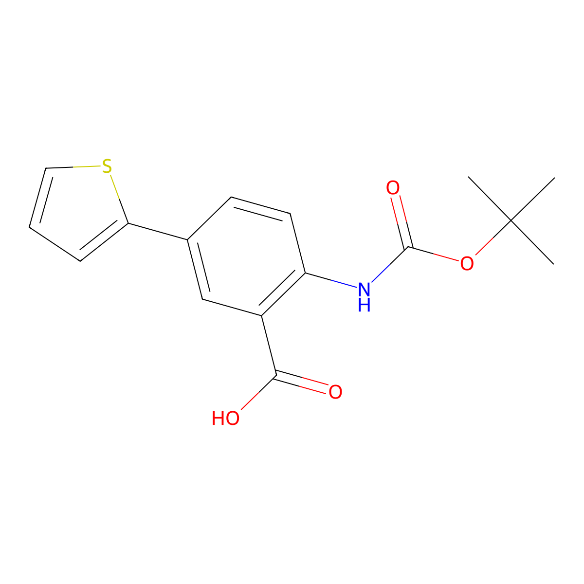 2-{[(Tert-butoxy)carbonyl]amino}-5-(thiophen-2-yl)benzoic acid molecular structure, CAS 2580183-17-9