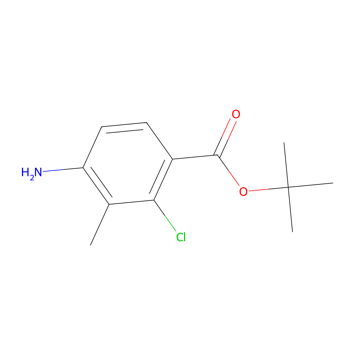 Tert-butyl 4-amino-2-chloro-3-methylbenzoate molecular structure, CAS 2580183-19-1
