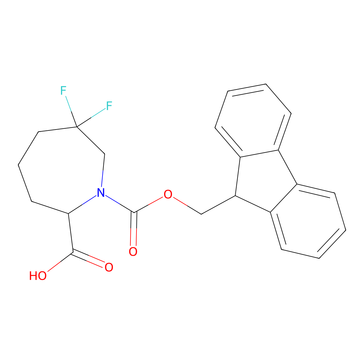 1-{[(9H-fluoren-9-yl)methoxy]carbonyl}-6,6-difluoroazepane-2-carboxylic acid molecular structure, CAS 2580183-25-9