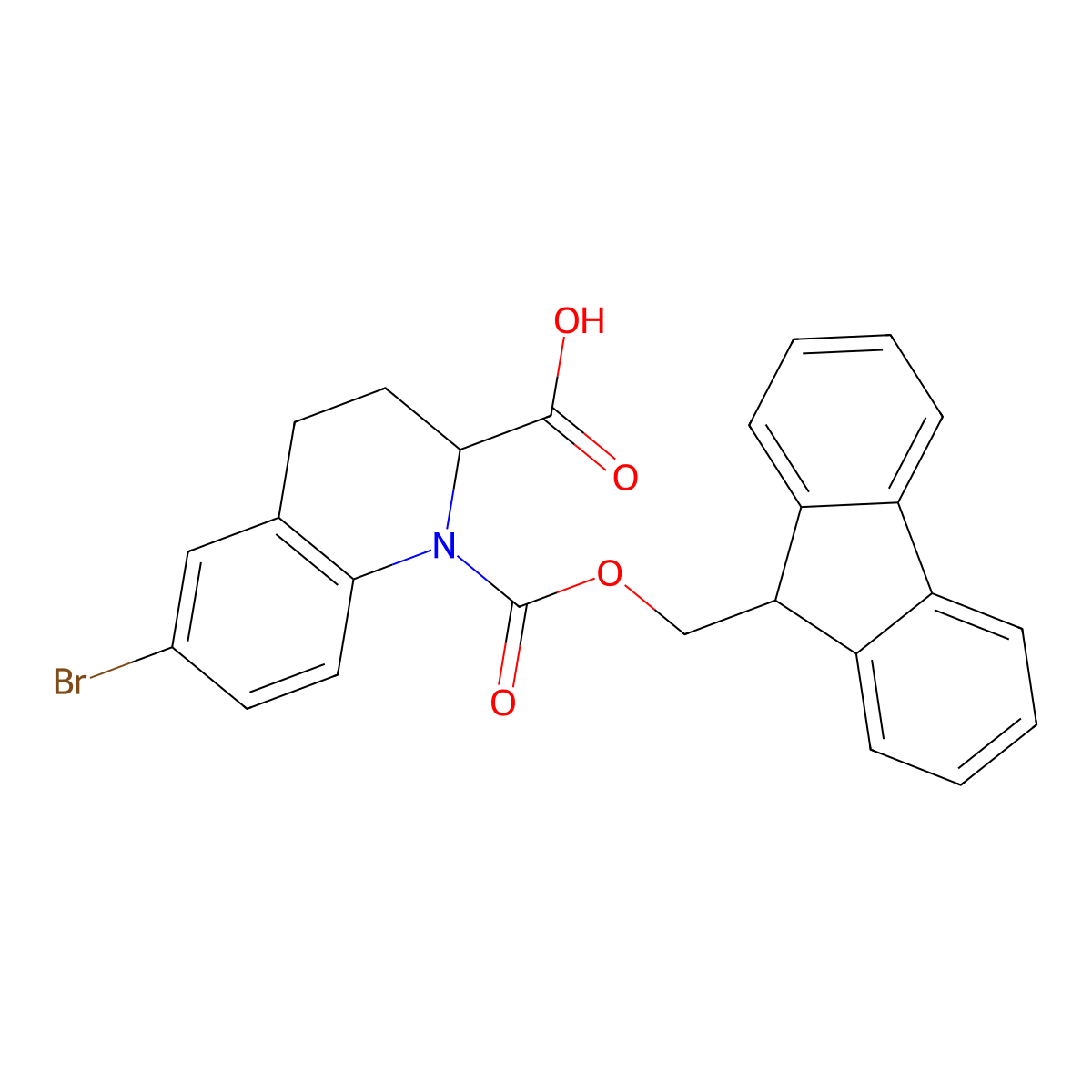 6-bromo-1-{[(9H-fluoren-9-yl)methoxy]carbonyl}-1,2,3,4-tetrahydroquinoline-2-carboxylic acid molecular structure, CAS 2580183-26-0