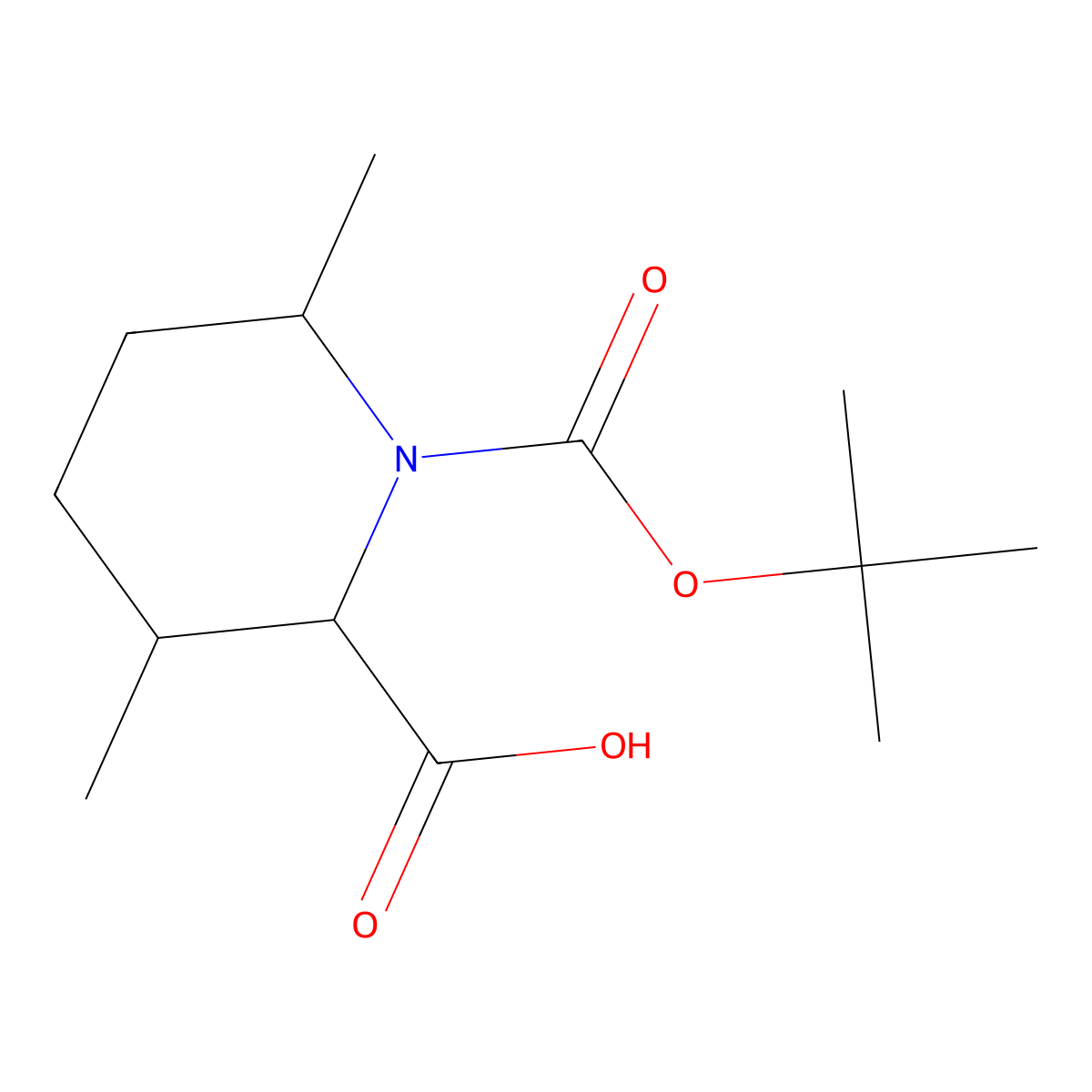 1-[(Tert-butoxy)carbonyl]-3,6-dimethylpiperidine-2-carboxylic acid molecular structure, CAS 2580183-27-1
