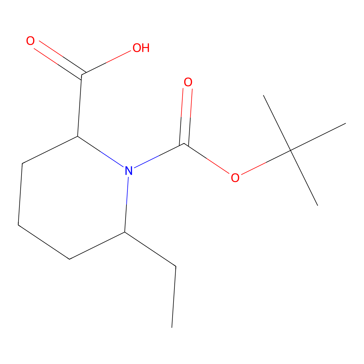 1-[(Tert-butoxy)carbonyl]-6-ethylpiperidine-2-carboxylic acid molecular structure, CAS 2580183-28-2