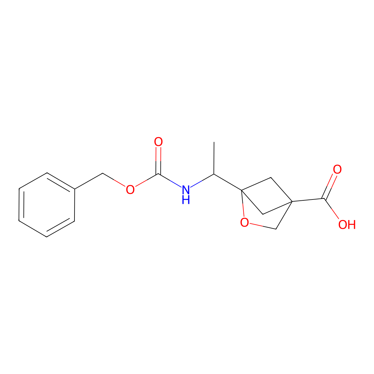 1-(1-{[(Benzyloxy)carbonyl]amino}ethyl)-2-oxabicyclo[2.1.1]hexane-4-carboxylic acid molecular structure, CAS 2580183-29-3