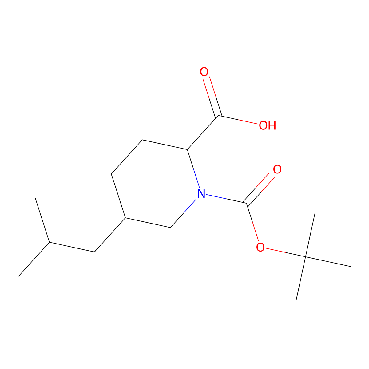 1-[(Tert-butoxy)carbonyl]-5-(2-methylpropyl)piperidine-2-carboxylic acid molecular structure, CAS 2580183-30-6