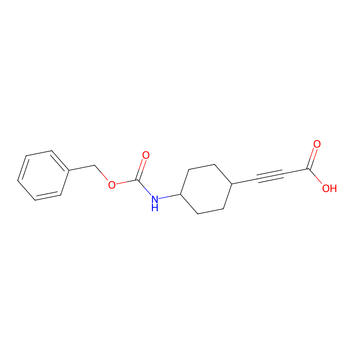 3-(4-{[(Benzyloxy)carbonyl]amino}cyclohexyl)prop-2-ynoic acid molecular structure, CAS 2580183-34-0