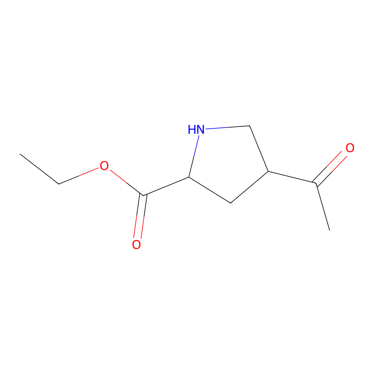 Ethyl 4-acetylpyrrolidine-2-carboxylate molecular structure, CAS 2580183-42-0