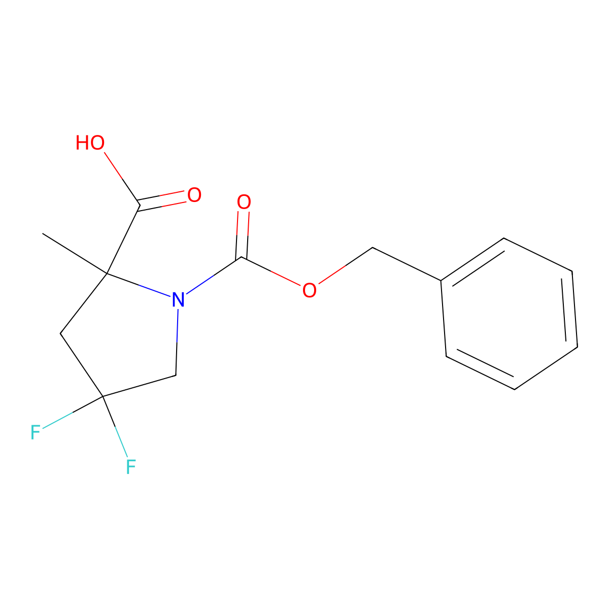 1-[(Benzyloxy)carbonyl]-4,4-difluoro-2-methylpyrrolidine-2-carboxylic acid molecular structure, CAS 2580183-51-1