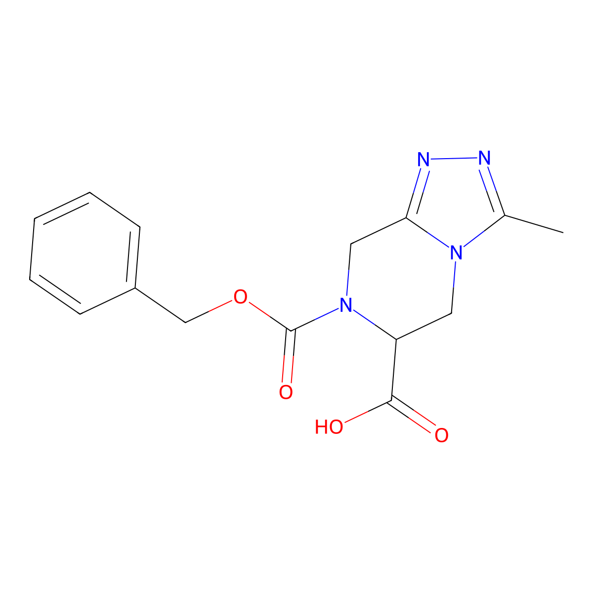 7-[(benzyloxy)carbonyl]-3-methyl-5H,6H,7H,8H-[1,2,4]triazolo[4,3-a]pyrazine-6-carboxylic acid molecular structure, CAS 2580183-61-3