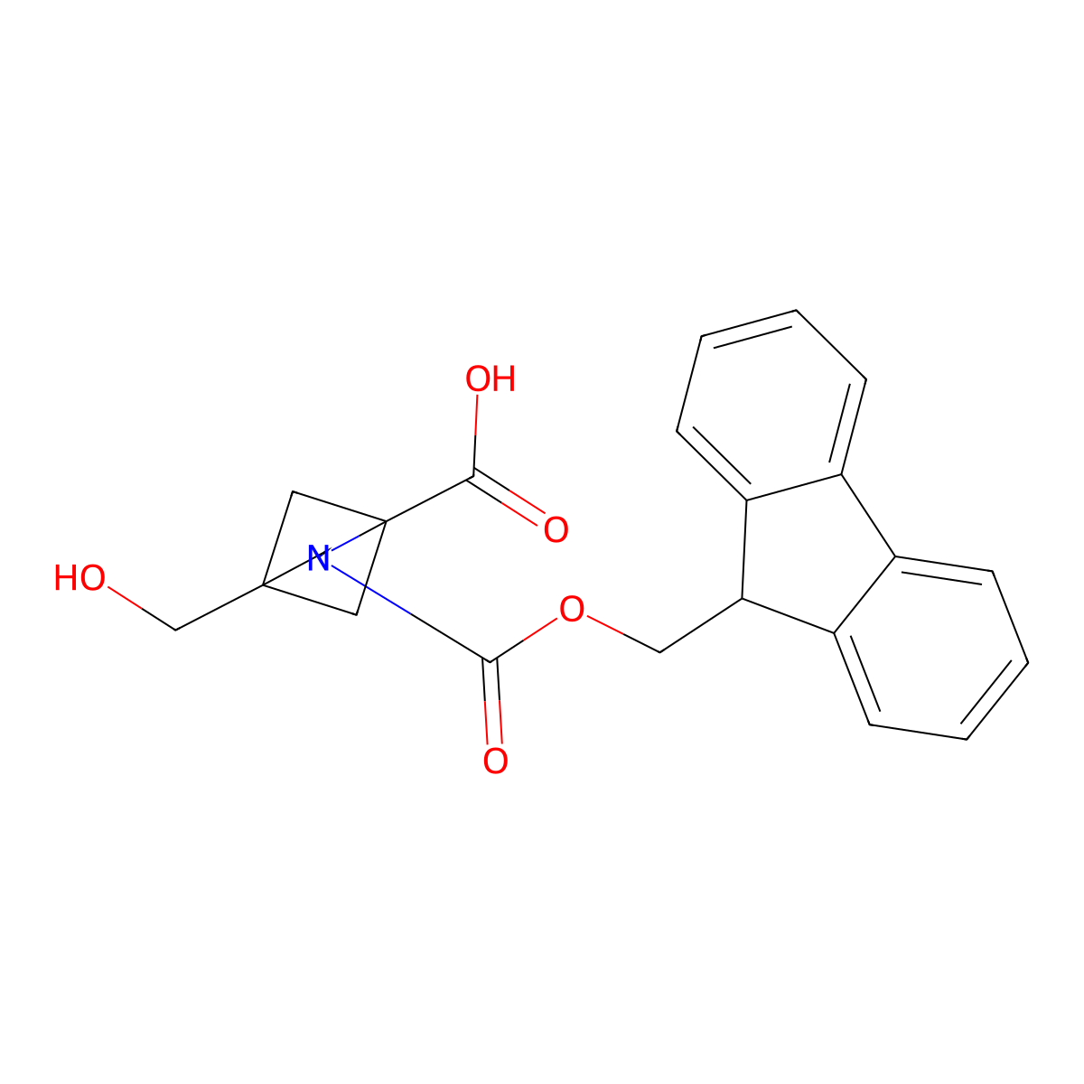 2-{[(9H-fluoren-9-yl)methoxy]carbonyl}-4-(hydroxymethyl)-2-azabicyclo[2.1.1]hexane-1-carboxylic acid molecular structure, CAS 2580183-62-4