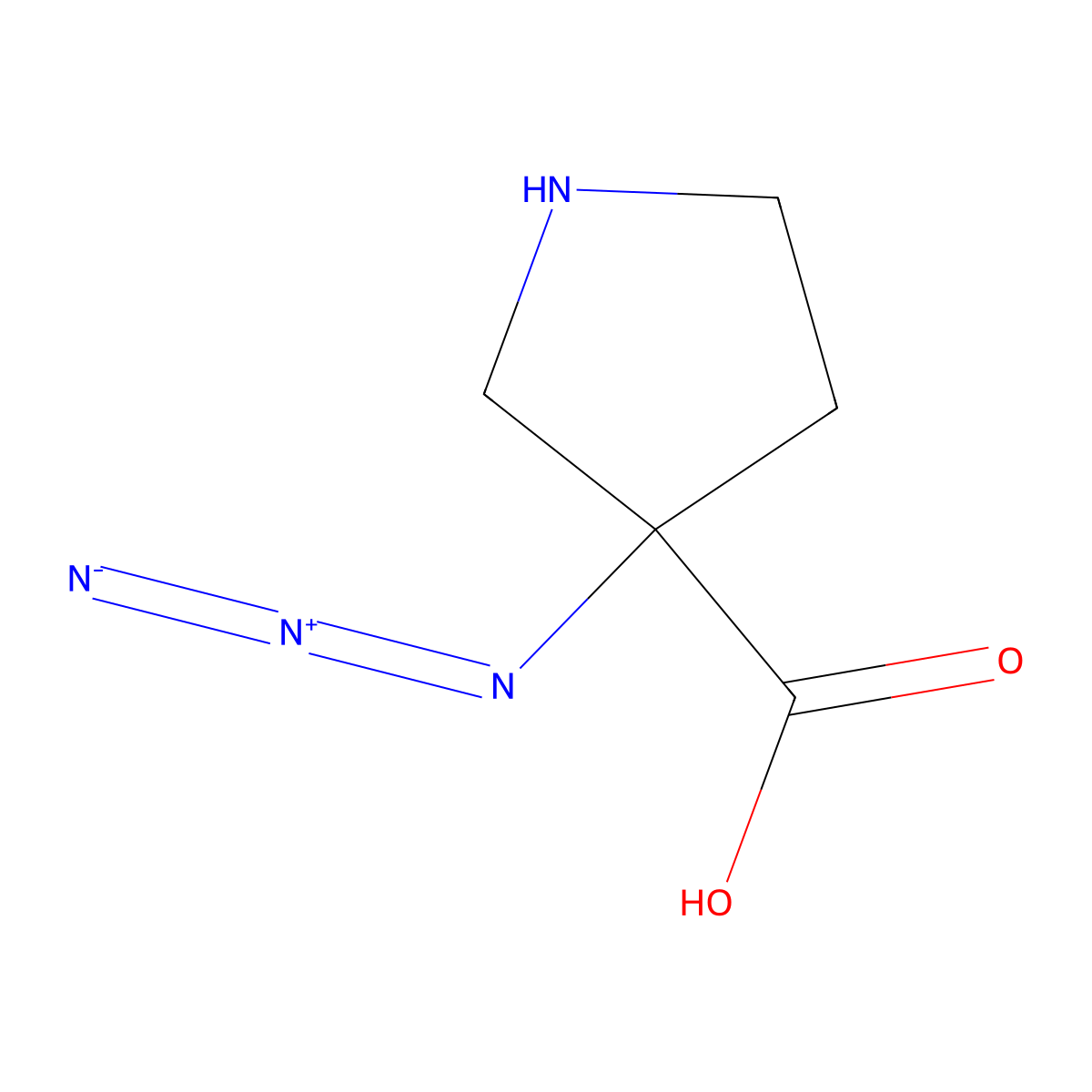 3-Azidopyrrolidine-3-carboxylic acid molecular structure, CAS 2580183-63-5