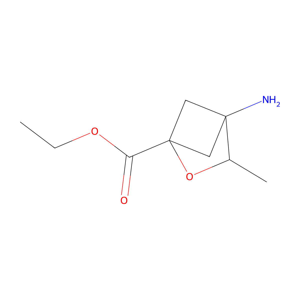 Ethyl 4-amino-3-methyl-2-oxabicyclo[2.1.1]hexane-1-carboxylate molecular structure, CAS 2580183-65-7