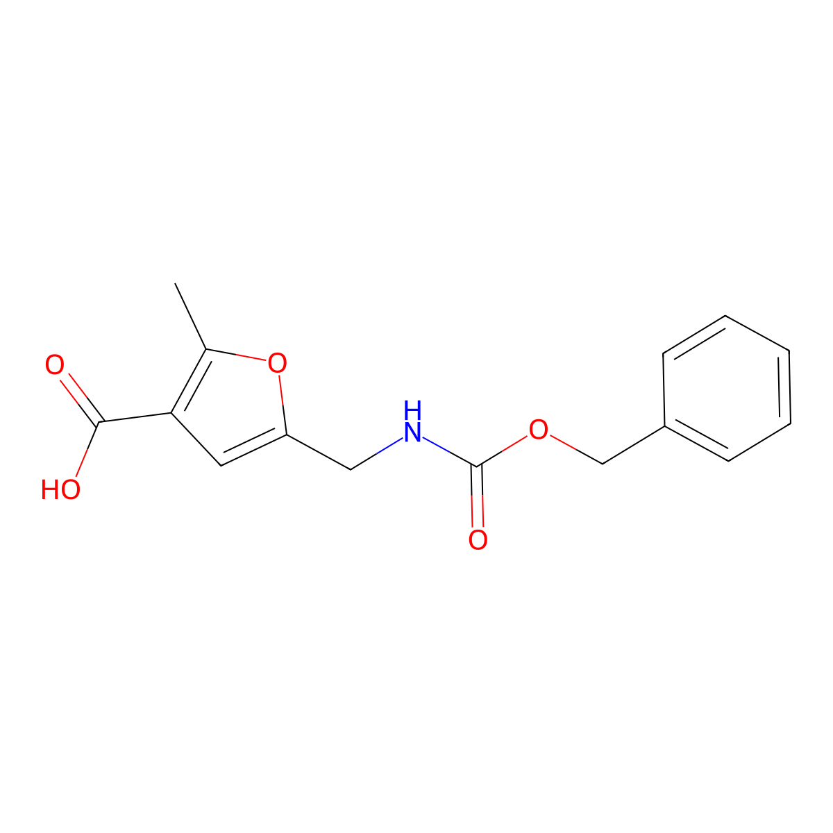 5-({[(Benzyloxy)carbonyl]amino}methyl)-2-methylfuran-3-carboxylic acid molecular structure, CAS 2580183-77-1
