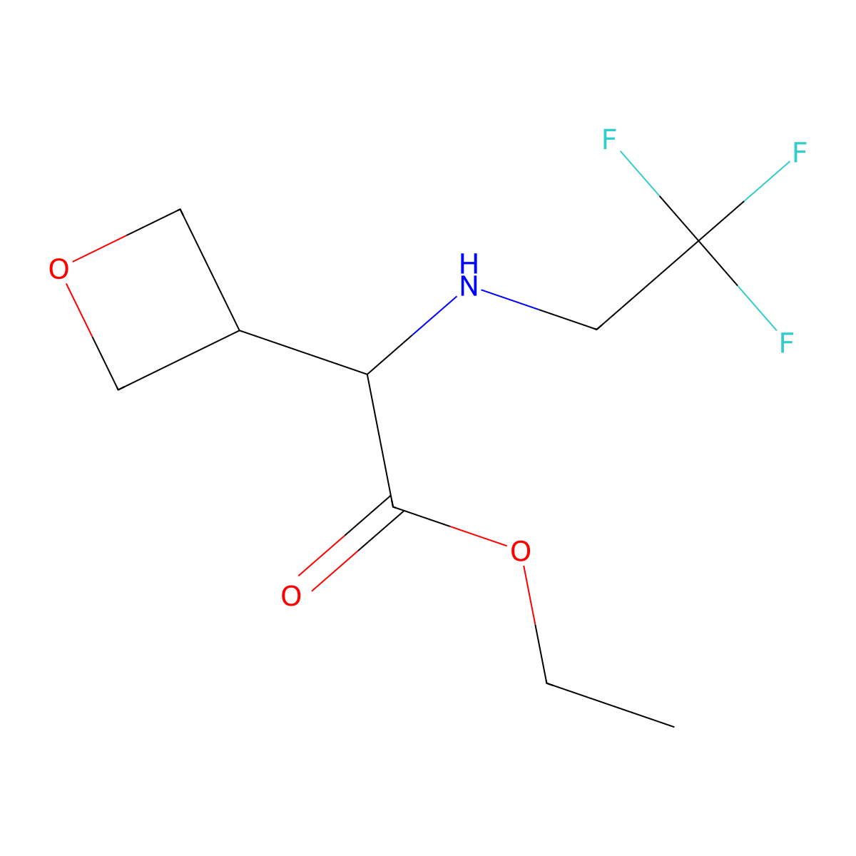 Ethyl 2-(oxetan-3-yl)-2-[(2,2,2-trifluoroethyl)amino]acetate molecular structure, CAS 2580183-80-6
