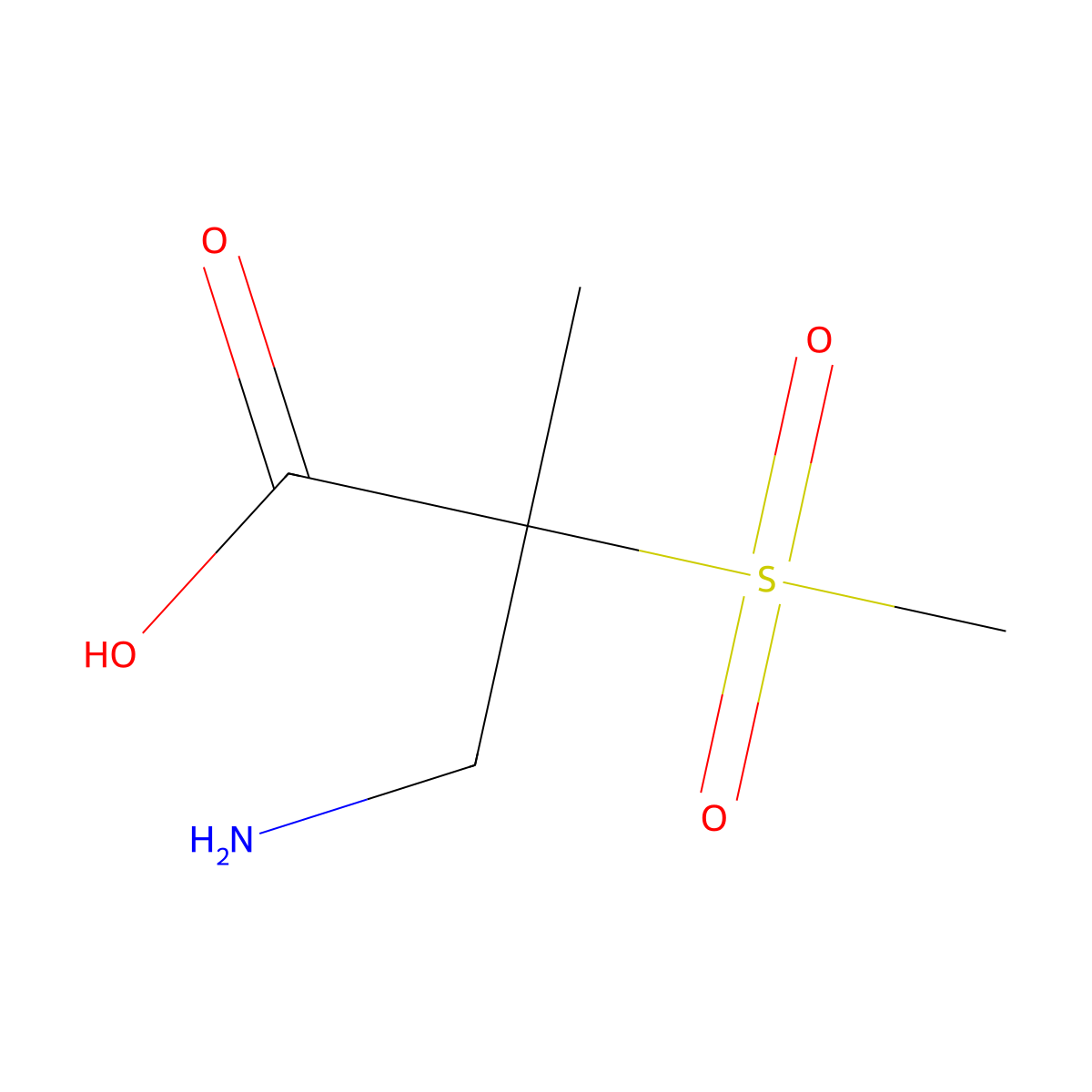 3-Amino-2-methanesulfonyl-2-methylpropanoic acid molecular structure, CAS 2580183-81-7