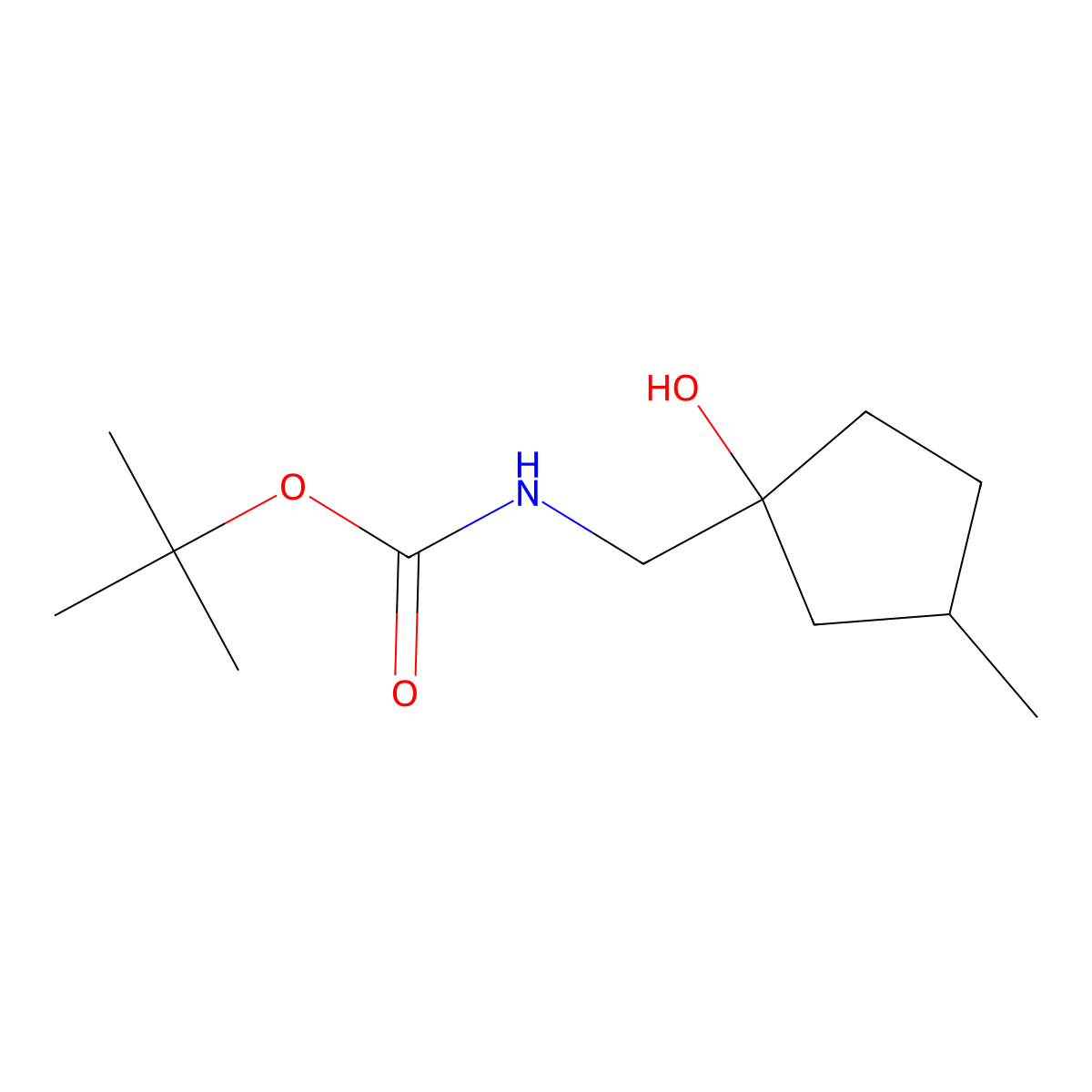 tert-butyl N-[(1-hydroxy-3-methylcyclopentyl)methyl]carbamate molecular structure, CAS 2580183-85-1