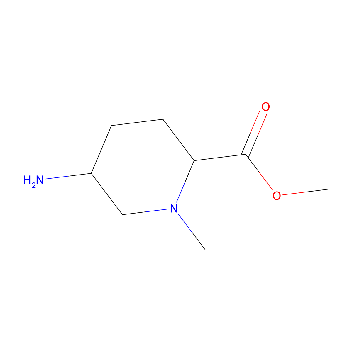 Methyl 5-amino-1-methylpiperidine-2-carboxylate molecular structure, CAS 2580183-88-4
