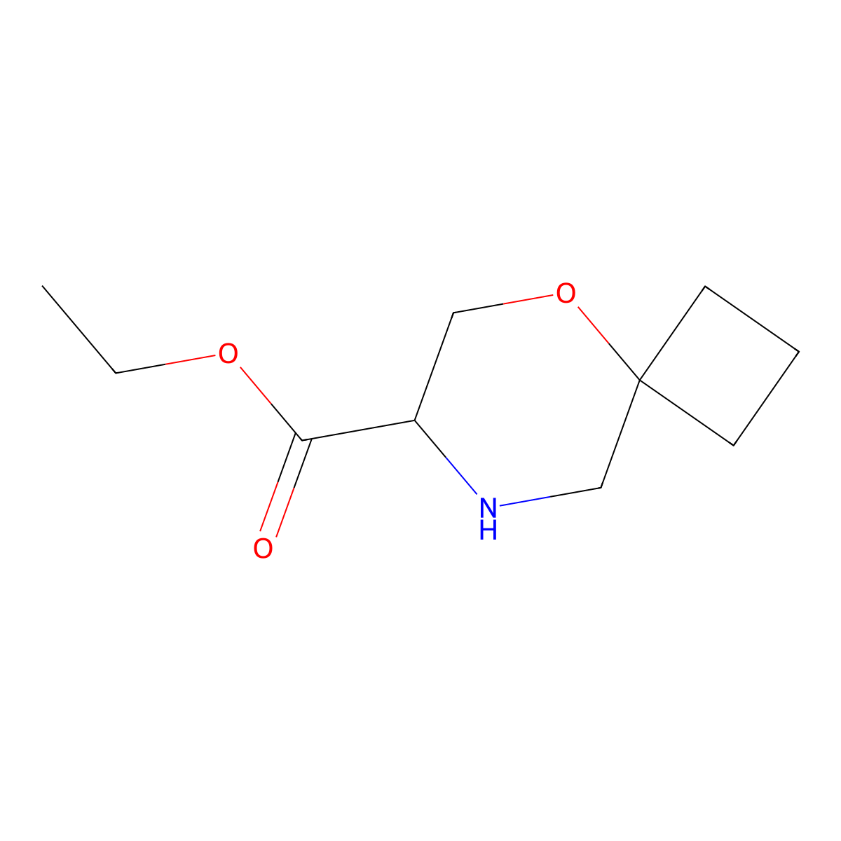 Ethyl 5-oxa-8-azaspiro[3.5]nonane-7-carboxylate molecular structure, CAS 2580183-89-5