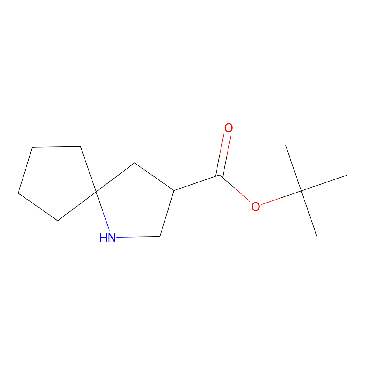 Tert-butyl 1-azaspiro[4.4]nonane-3-carboxylate molecular structure, CAS 2580183-91-9