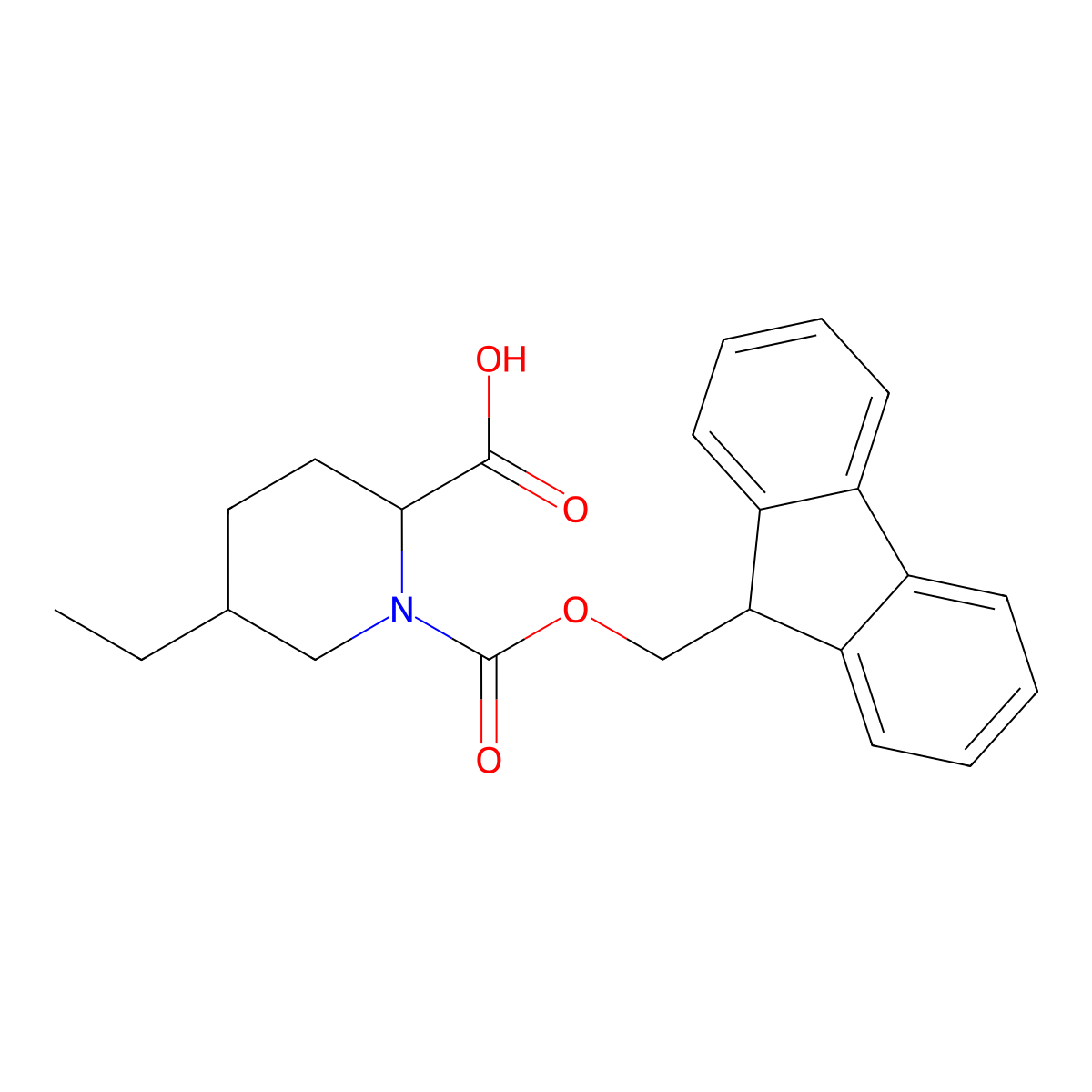 5-ethyl-1-{[(9H-fluoren-9-yl)methoxy]carbonyl}piperidine-2-carboxylic acid molecular structure, CAS 2580183-92-0