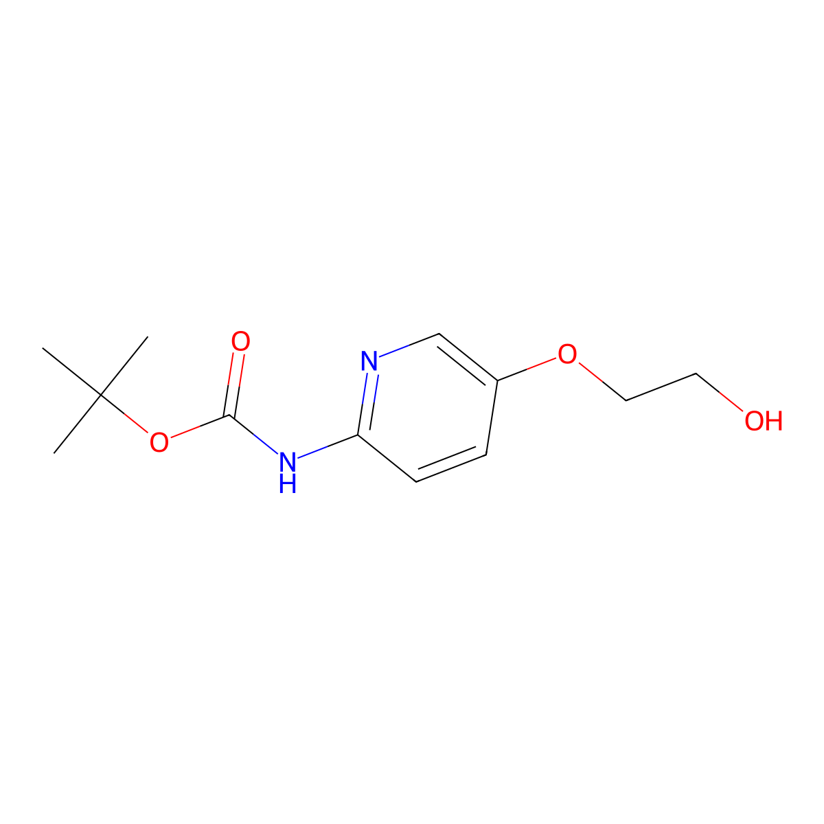 tert-butyl N-(5-(2-hydroxyethoxy)pyridin-2-yl)carbamate molecular structure, CAS 2580183-98-6