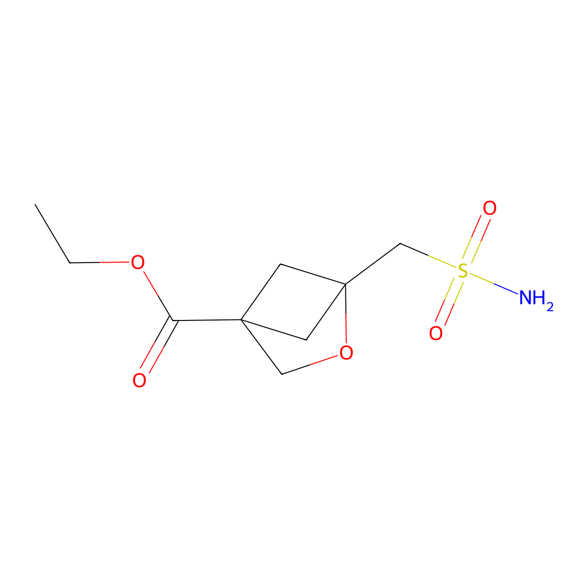 Ethyl 1-(sulfamoylmethyl)-2-oxabicyclo[2.1.1]hexane-4-carboxylate molecular structure, CAS 2580184-03-6