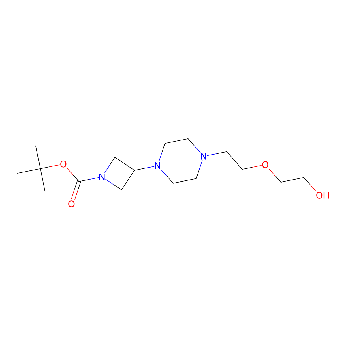 Tert-butyl 3-{4-[2-(2-hydroxyethoxy)ethyl]piperazin-1-yl}azetidine-1-carboxylate molecular structure, CAS 2580184-08-1