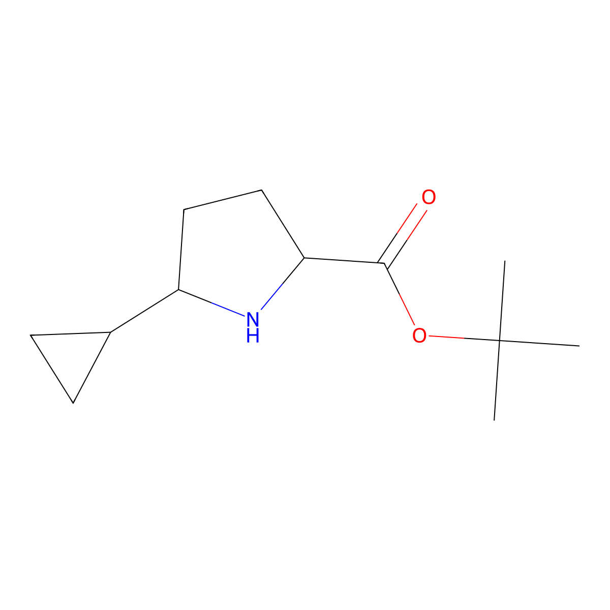 Tert-butyl 5-cyclopropylpyrrolidine-2-carboxylate molecular structure, CAS 2580184-17-2