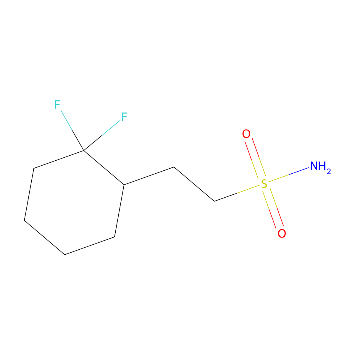 2-(2,2-Difluorocyclohexyl)ethane-1-sulfonamide molecular structure, CAS 2580184-20-7